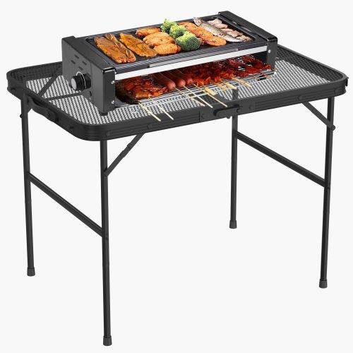 35.62x23.42x25.9in Foldable Camping Table Collapsible Picnic Aluminum Alloy Grill Stand 88LBS Max Load Height Adjustable BBQ Table 35.62x23.42x25.9in Foldable Camping Table Collapsible Picnic Aluminum Alloy Grill Stand 88LBS Max Load Height Adjustable BBQ Table
