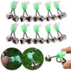 10pcs Fishing Bite Alarms Fishing Rod Bell Rod Clamp Tip Clip Bells Ring; Green ABS Fishing Accessory