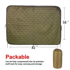 Tactical Army Poncho Liner Camouflage Water Repellent Woobie Quilted Blanket Suitable for Camping, Shooting, Hunting (Color: Tan)