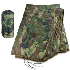 Tactical Army Poncho Liner Camouflage Water Repellent Woobie Quilted Blanket Suitable for Camping, Shooting, Hunting (Color: Woodland)