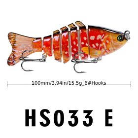 Funpesca 10cm 15.61g Hard Plastic 3d Bionic Eyes Freshwater Saltwater Bass Top Water Jointed Fish Lures (Color: Color E)