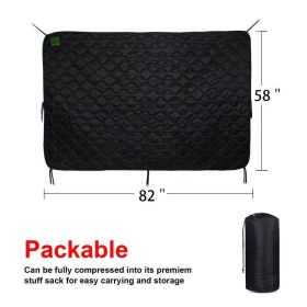 Tactical Army Poncho Liner Camouflage Water Repellent Woobie Quilted Blanket Suitable for Camping, Shooting, Hunting (Color: Black)