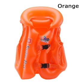 1pc Inflatable Floating Life Vest; Life Jacket For Swimming Pool Beach Kids Children (Color: Orange)